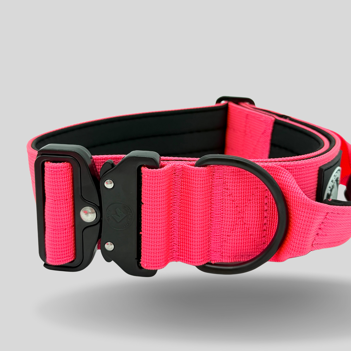 Tactical collar with handle / Quick-release clasp / Neon Pink ...